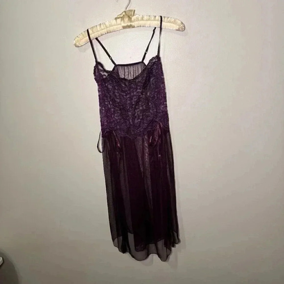 Vintage Women Black Floral Sheer Mesh Baby Doll Slip Lingerie M/L dark Fairycore - Picture 6 of 6